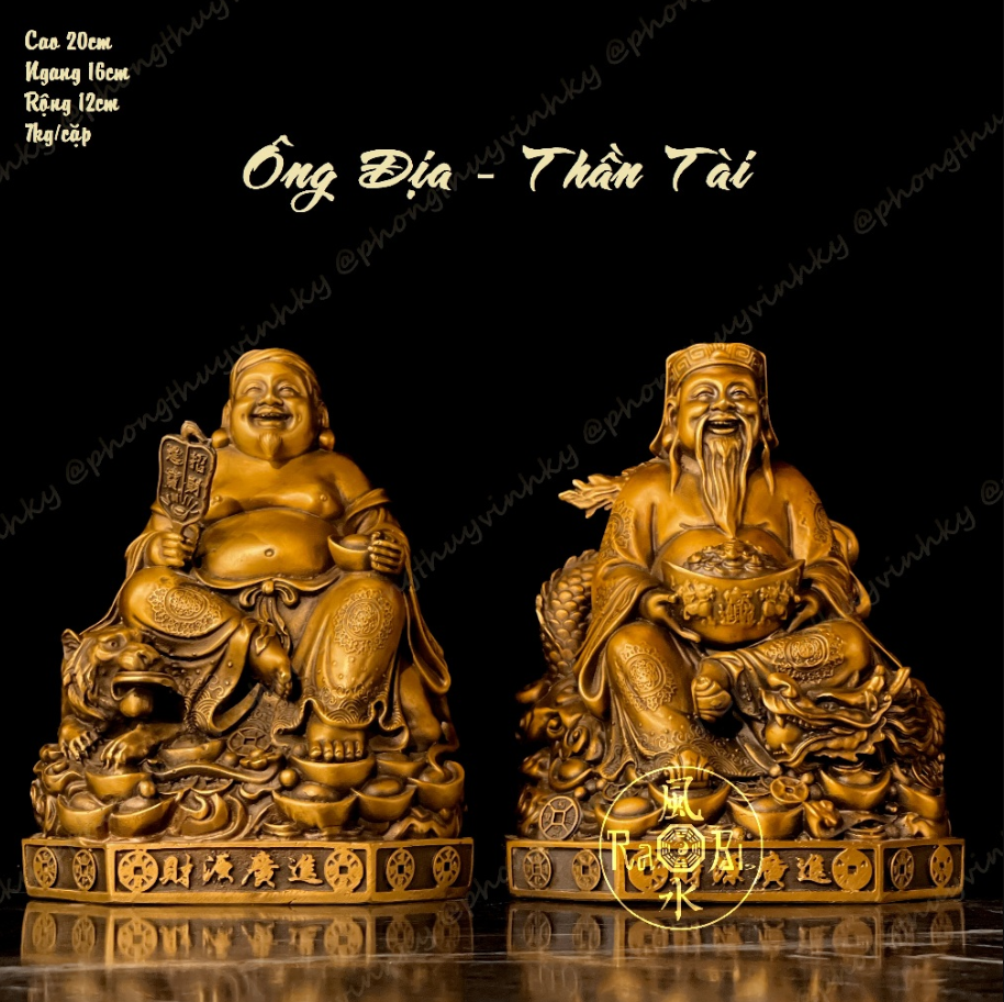 Tượng Ông Thổ Địa Thần Tài Đồng Vàng Phong Thủy